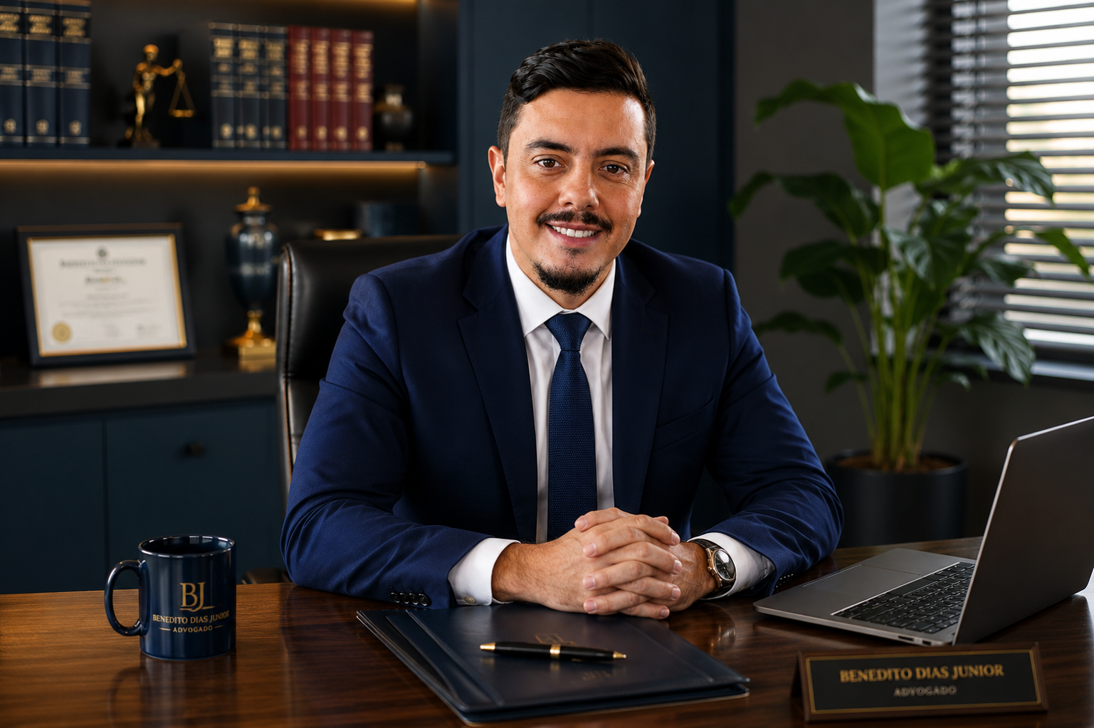 Dr. Benedito Dias Junior, advogado OAB/SP 505.353, em seu escritório